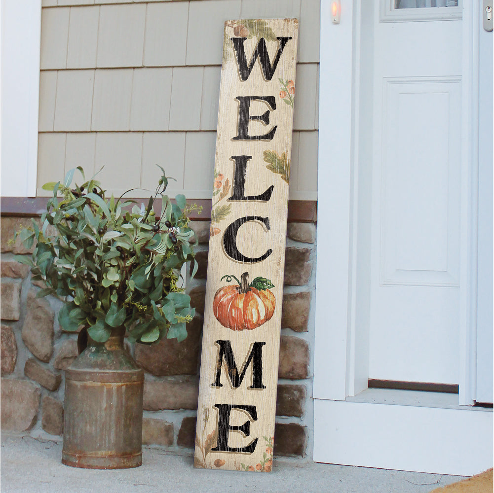 Welcome Fall Pumpkin Porch Board 8" Wide x 46.5" tall / Made in the USA! / 100% Weatherproof Material