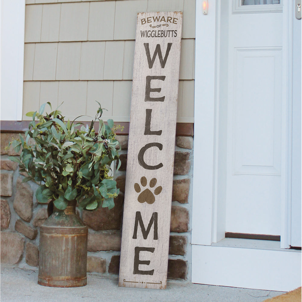 Welcome Beware Wigglebutts Porch Board 8" Wide x 46.5" tall / Made in the USA! / 100% Weatherproof Material