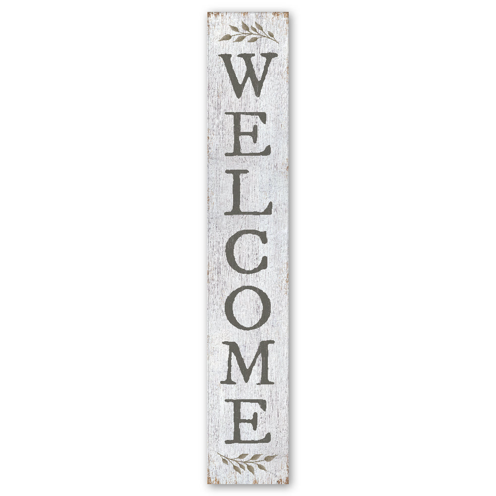 Welcome White W/ Sprig Porch Board 8" Wide x 46.5" tall / Made in the USA! / 100% Weatherproof Material