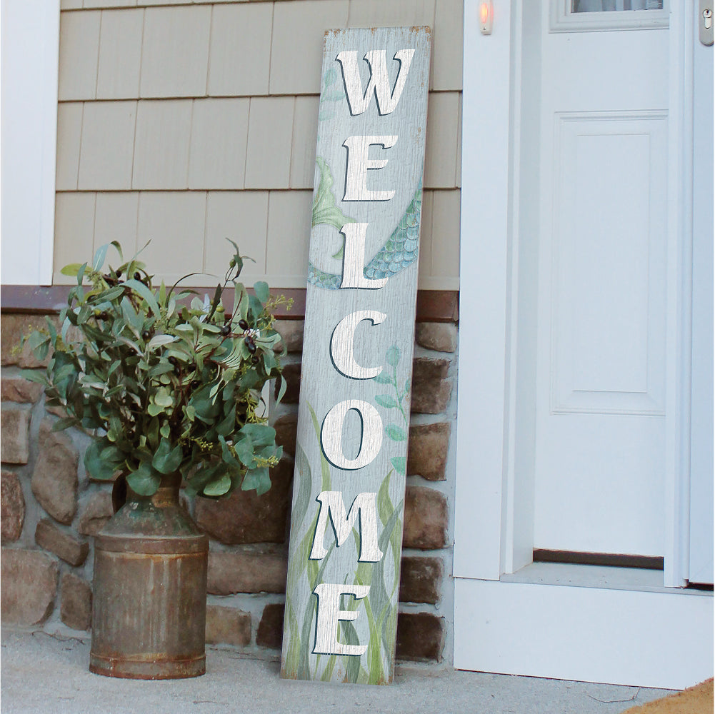 Welcome Mermaid Tail Porch Board 8" Wide x 46.5" tall / Made in the USA! / 100% Weatherproof Material