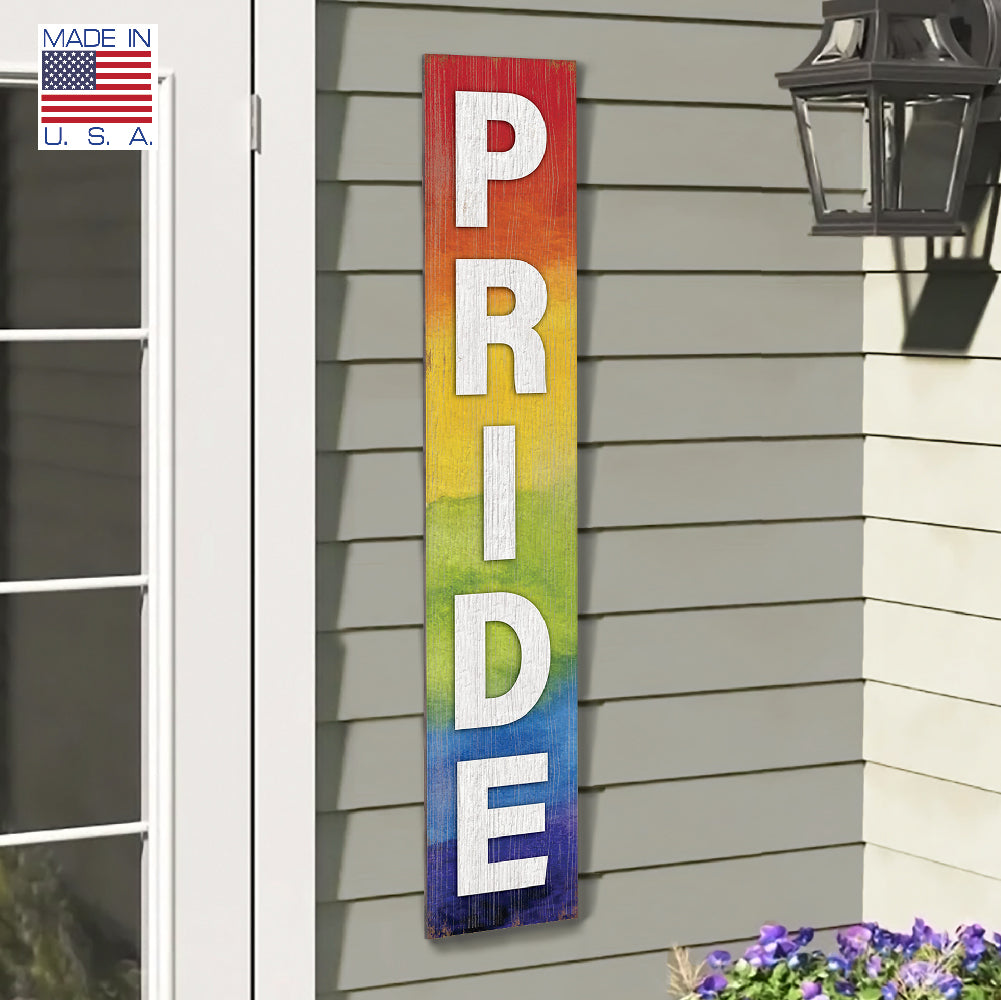 Welcome Pride Rainbow Porch Board 8" Wide x 46.5" tall / Made in the USA! / 100% Weatherproof Material