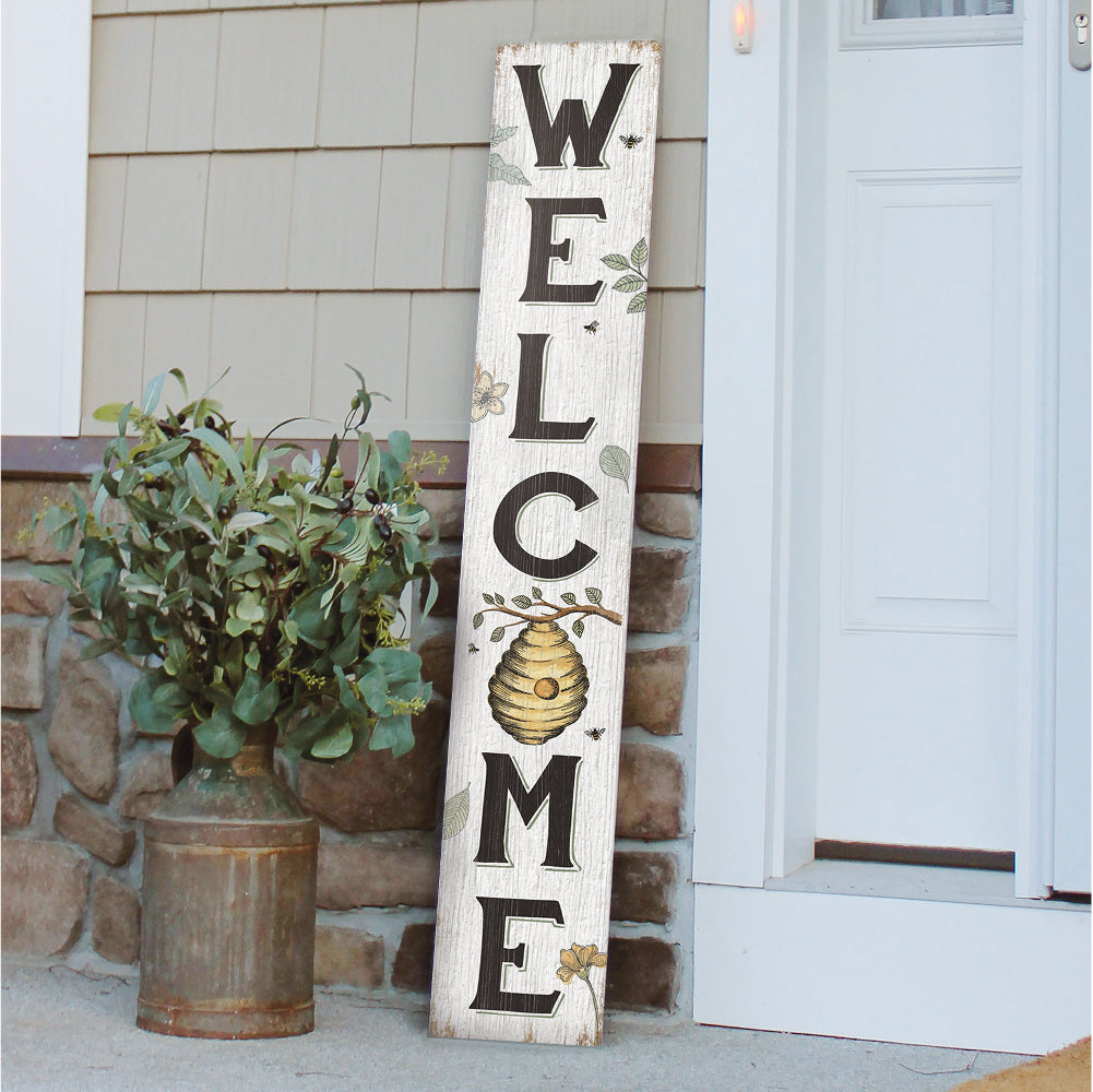 Welcome Bee Hive Porch Board 8" Wide x 46.5" tall / Made in the USA! / 100% Weatherproof Material