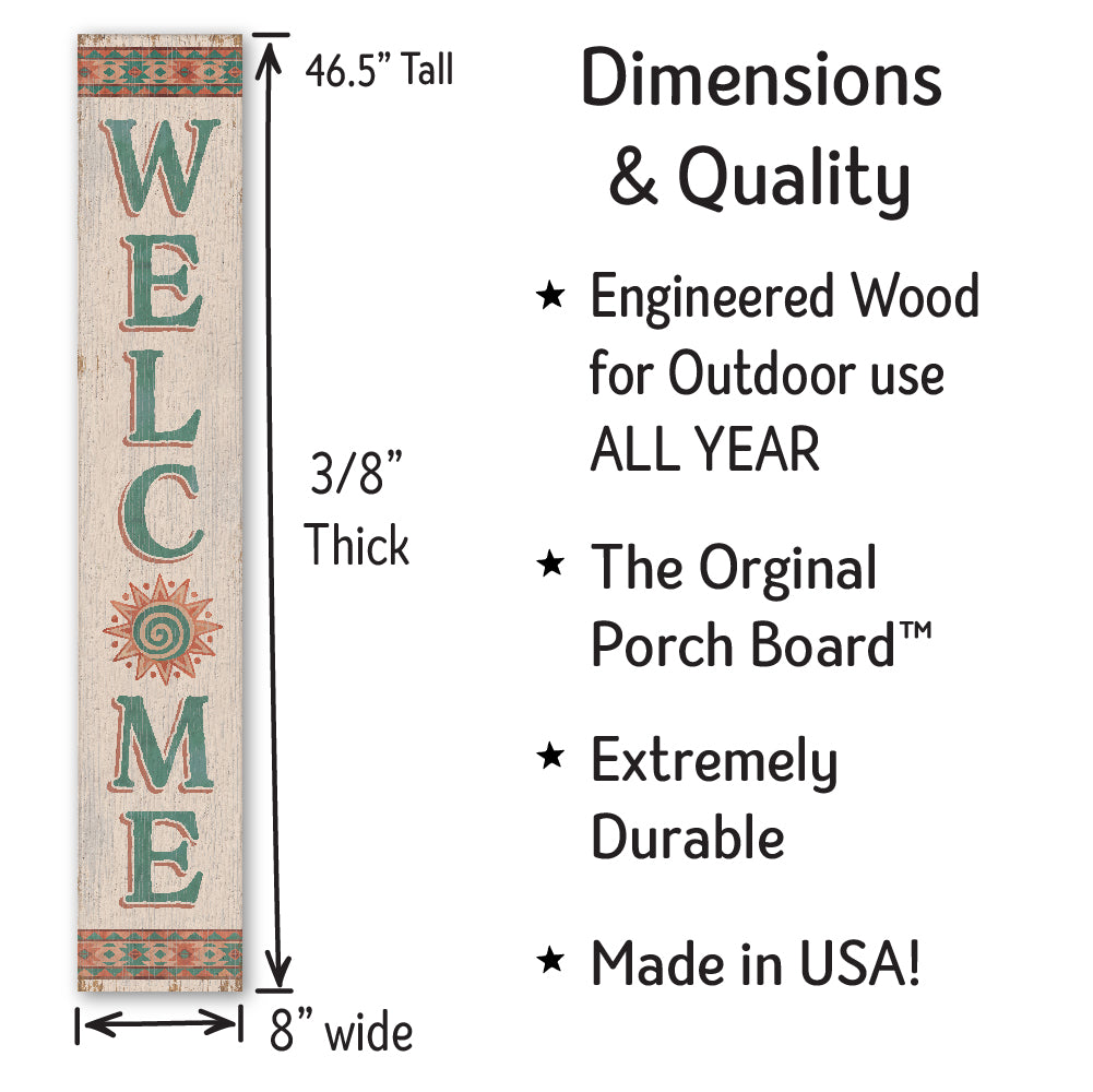 Welcome Southwest Porch Board 8" Wide x 46.5" tall / Made in the USA! / 100% Weatherproof Material