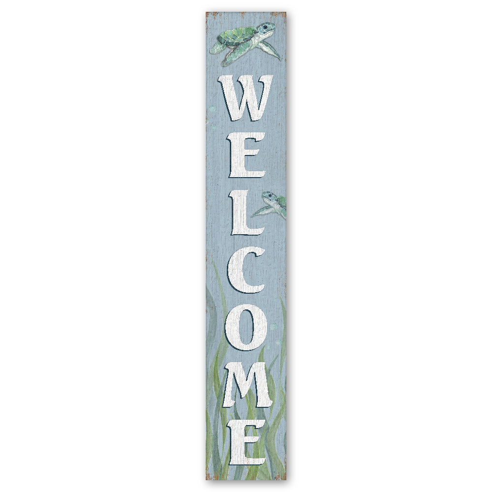 Welcome Seaturtle Porch Board 8" Wide x 46.5" tall / Made in the USA! / 100% Weatherproof Material