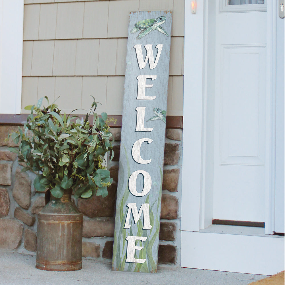 Welcome Seaturtle Porch Board 8" Wide x 46.5" tall / Made in the USA! / 100% Weatherproof Material