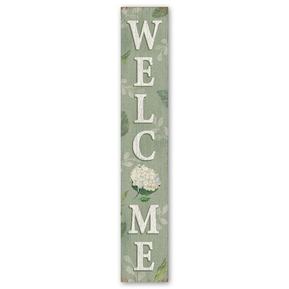 Welcome Hydrangea Porch Board 8" Wide x 46.5" tall / Made in the USA! / 100% Weatherproof Material