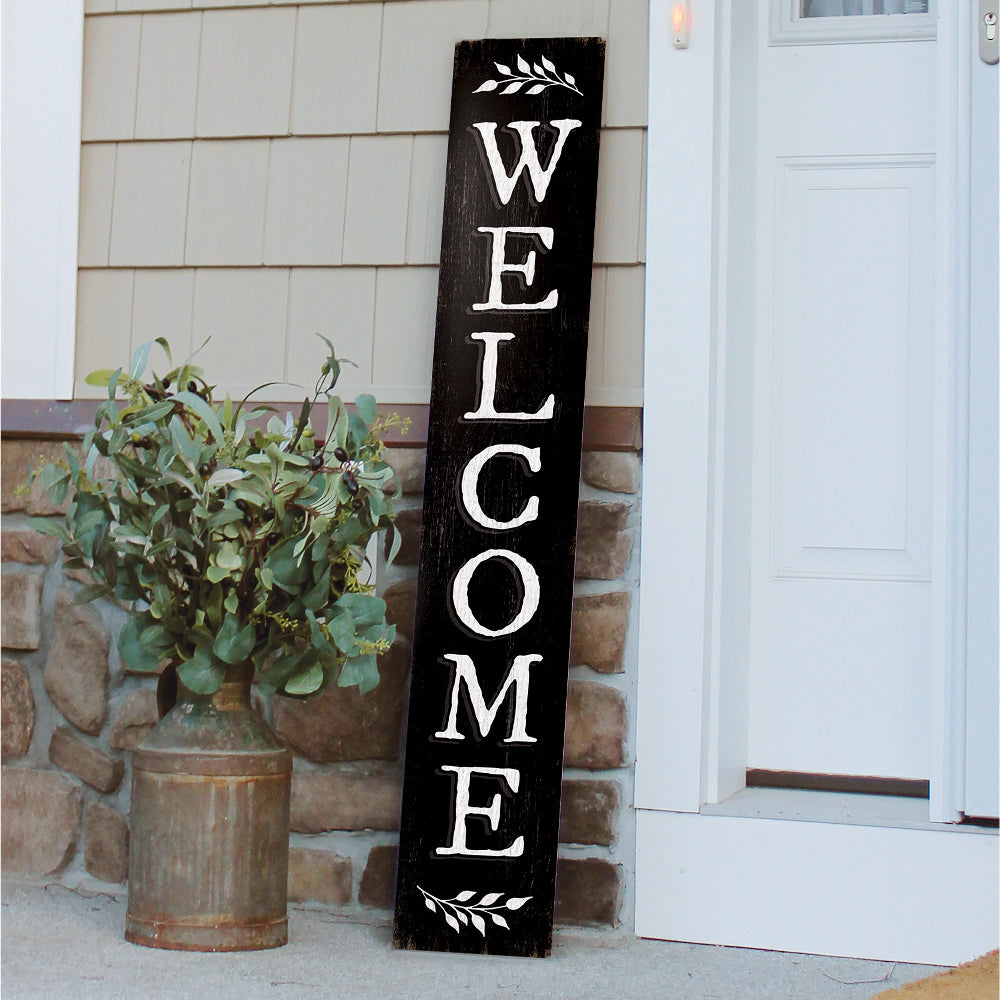 Welcome Black Color Porch Board 8" Wide x 46.5" tall / Made in the USA! / 100% Weatherproof Material