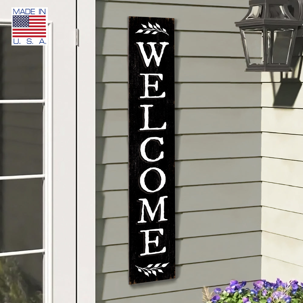 Welcome Black Color Porch Board 8" Wide x 46.5" tall / Made in the USA! / 100% Weatherproof Material