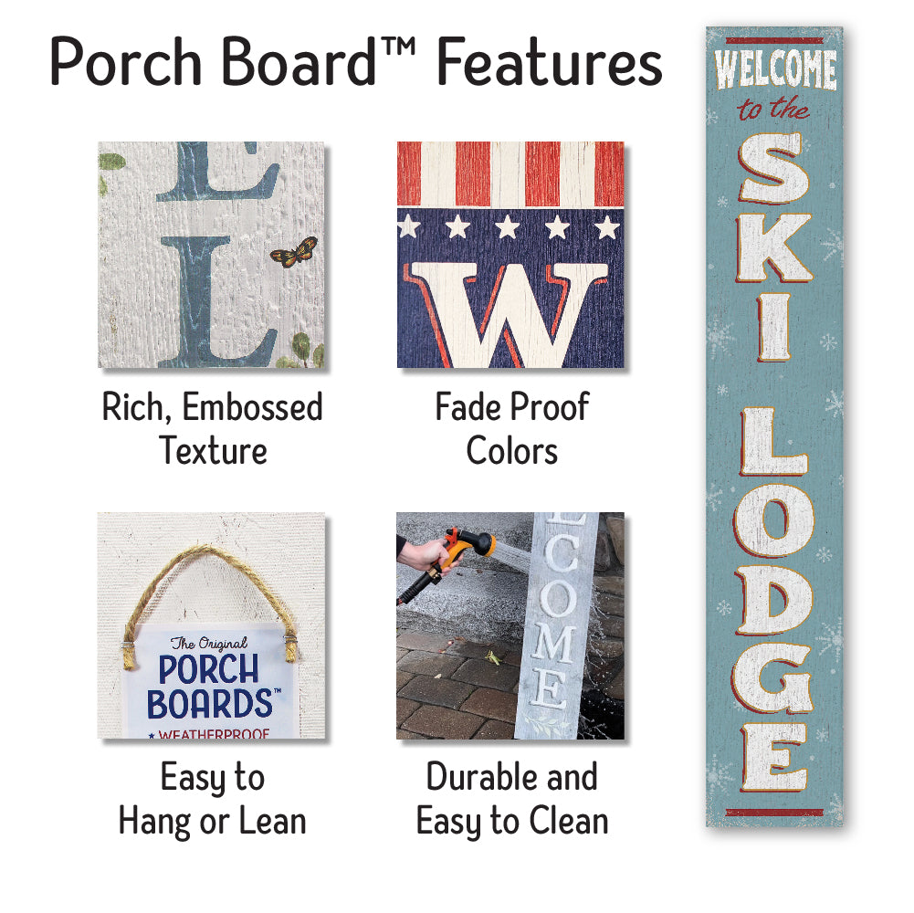 Welcome Ski Lodge Snowflake Porch Board 8" Wide x 46.5" tall / Made in the USA! / 100% Weatherproof Material