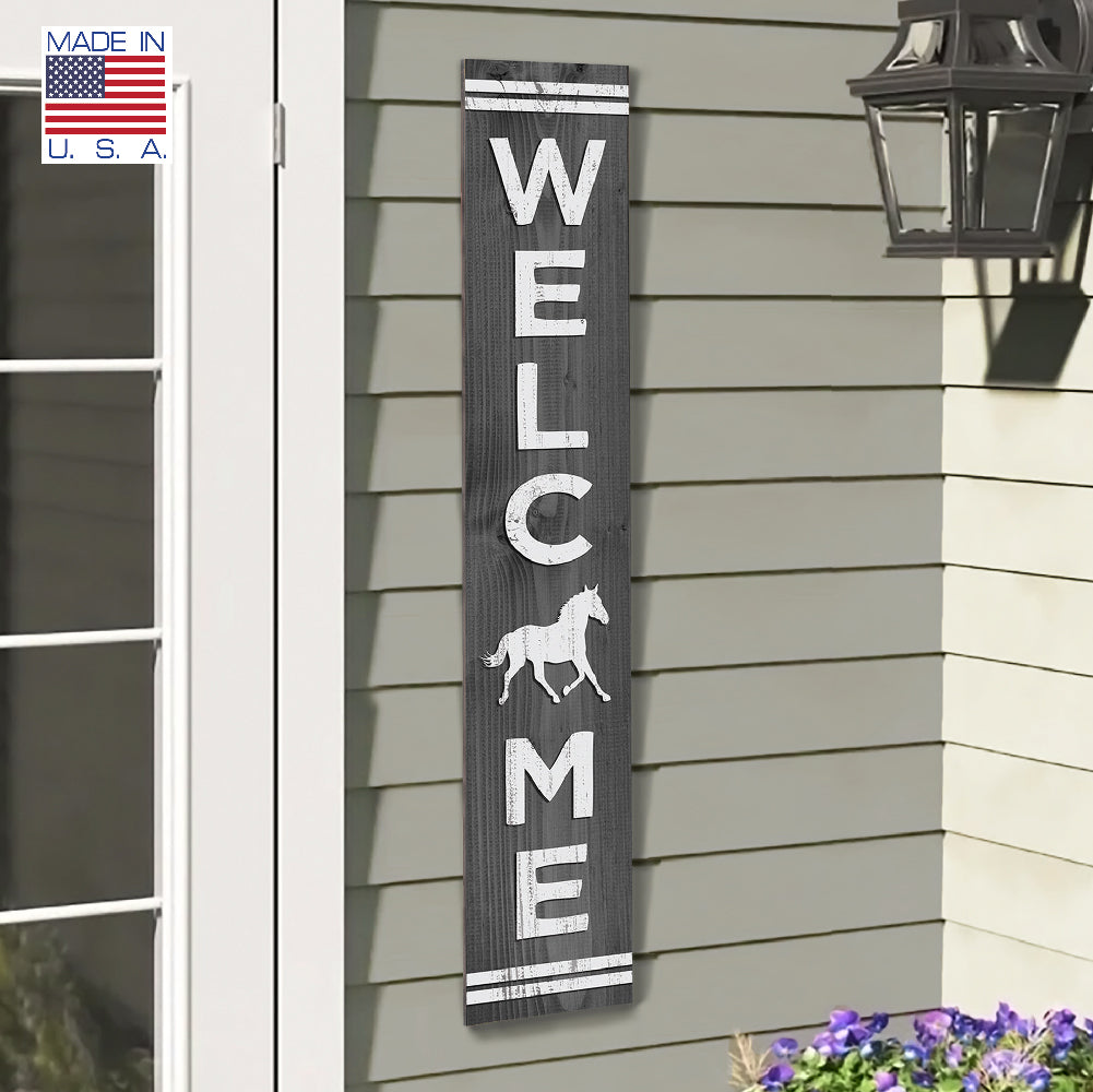 Welcome Horse Porch Board 8" Wide x 46.5" tall / Made in the USA! / 100% Weatherproof Material