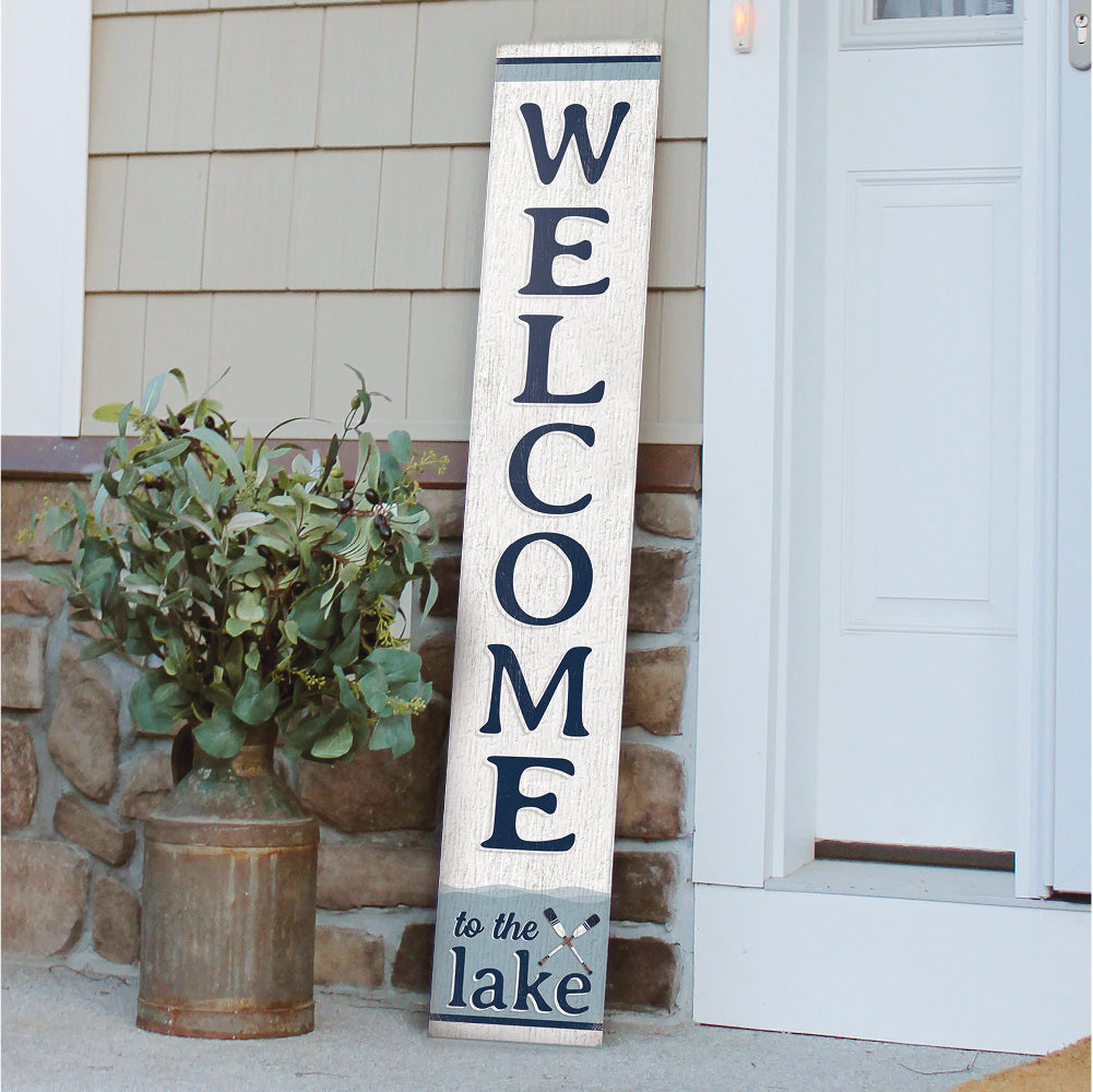 Welcome To The Lake Porch Board 8" Wide x 46.5" tall / Made in the USA! / 100% Weatherproof Material