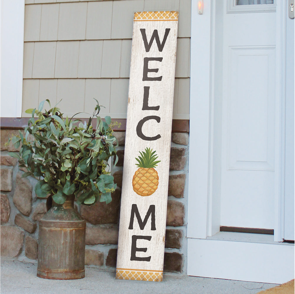 Welcome Pineapple Porch Board 8" Wide x 46.5" tall / Made in the USA! / 100% Weatherproof Material