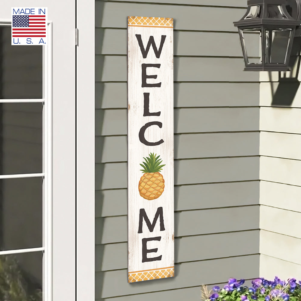 Welcome Pineapple Porch Board 8" Wide x 46.5" tall / Made in the USA! / 100% Weatherproof Material