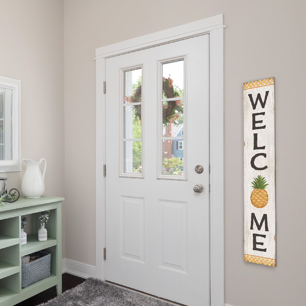 Welcome Pineapple Porch Board 8" Wide x 46.5" tall / Made in the USA! / 100% Weatherproof Material