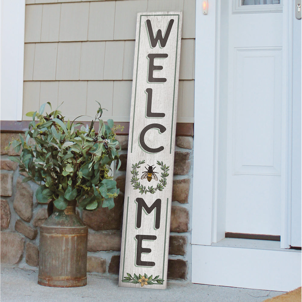 Welcome With Bee Porch Board 8" Wide x 46.5" tall / Made in the USA! / 100% Weatherproof Material