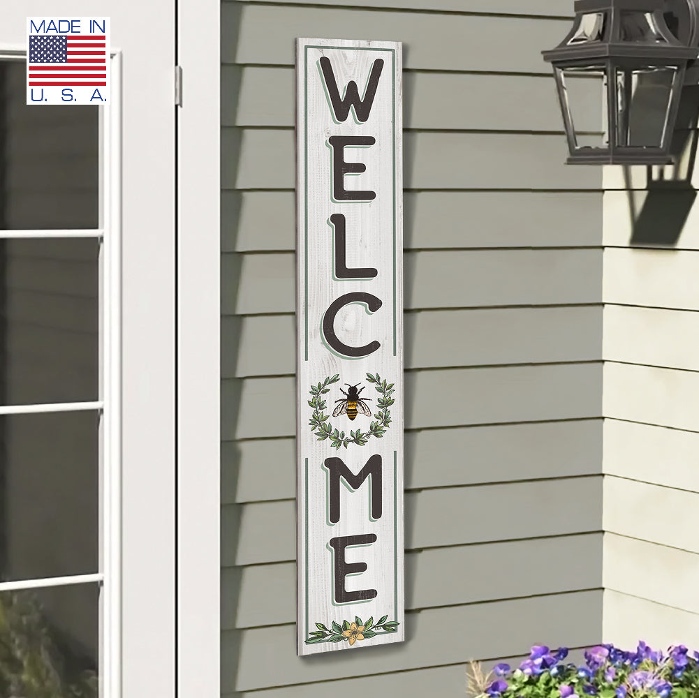 Welcome With Bee Porch Board 8" Wide x 46.5" tall / Made in the USA! / 100% Weatherproof Material