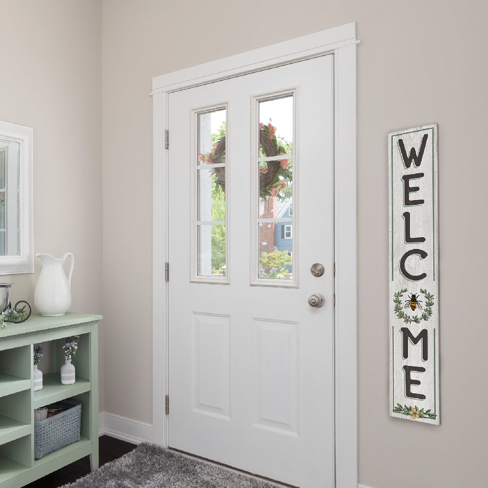 Welcome With Bee Porch Board 8" Wide x 46.5" tall / Made in the USA! / 100% Weatherproof Material