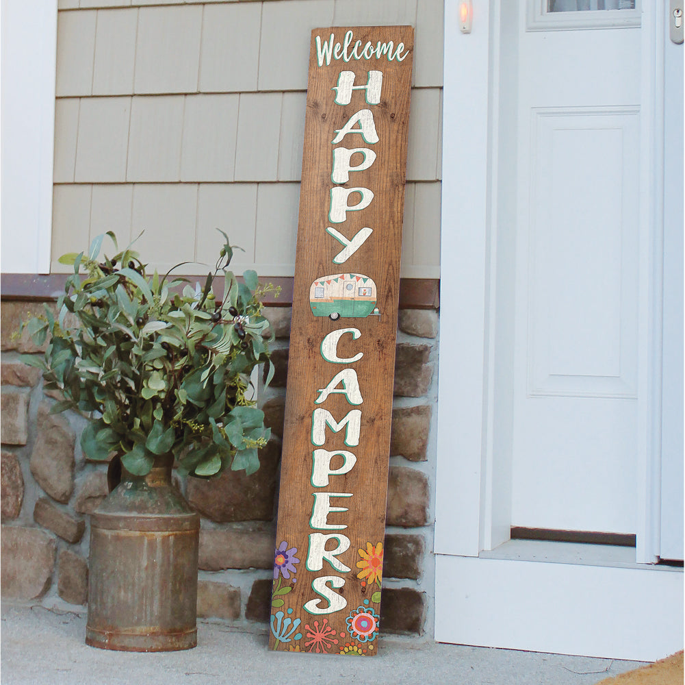 Welcome Happy Campers Porch Board 8" Wide x 46.5" tall / Made in the USA! / 100% Weatherproof Material