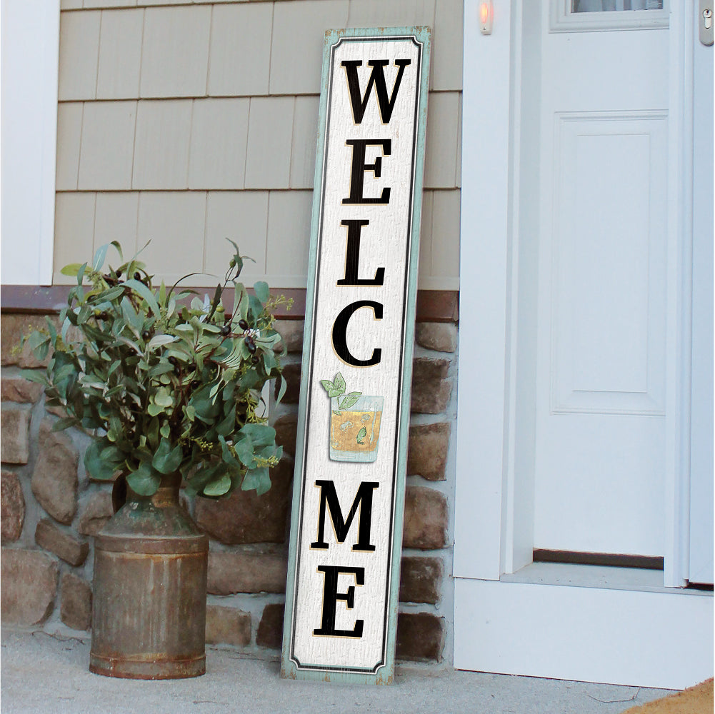 Welcome Mint Julip Porch Board 8" Wide x 46.5" tall / Made in the USA! / 100% Weatherproof Material