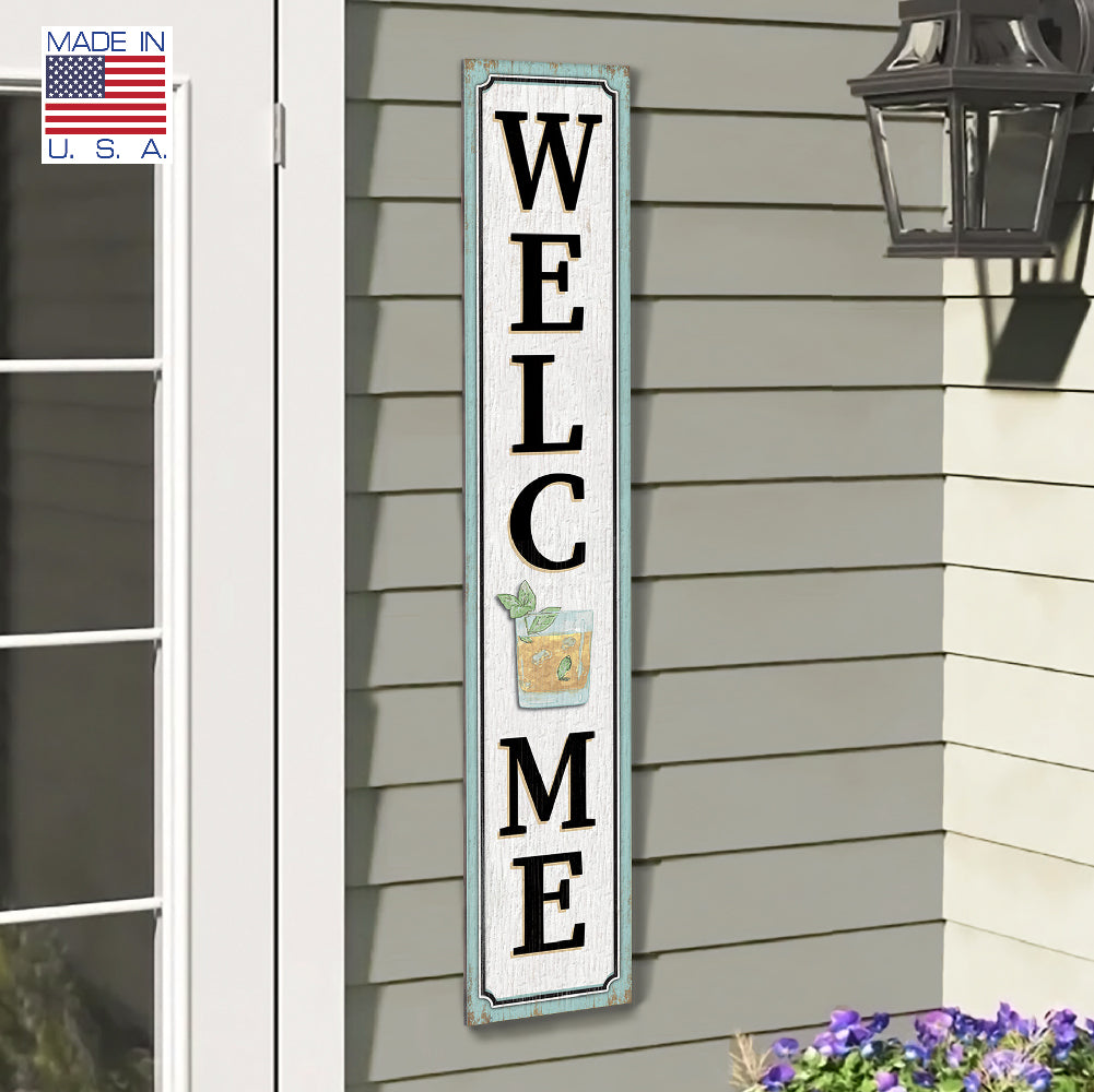 Welcome Mint Julip Porch Board 8" Wide x 46.5" tall / Made in the USA! / 100% Weatherproof Material