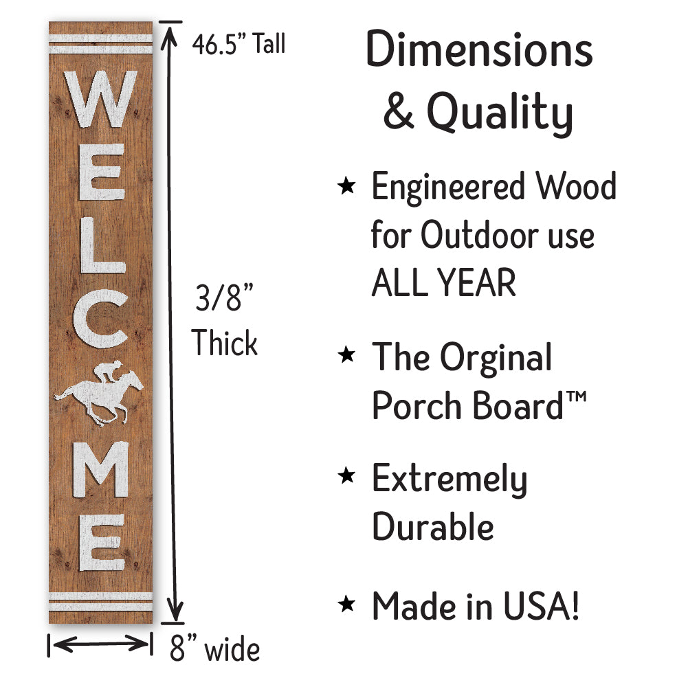 Welcome Jockey Porch Board 8" Wide x 46.5" tall / Made in the USA! / 100% Weatherproof Material