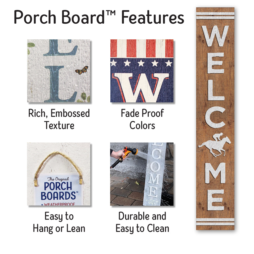 Welcome Jockey Porch Board 8" Wide x 46.5" tall / Made in the USA! / 100% Weatherproof Material