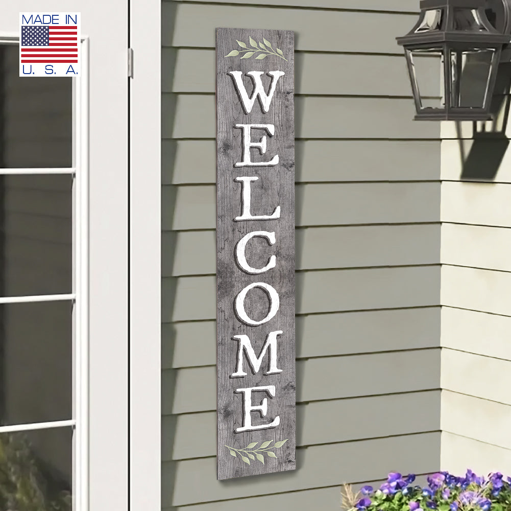 Welcome Gray Color Porch Board 8" Wide x 46.5" tall / Made in the USA! / 100% Weatherproof Material