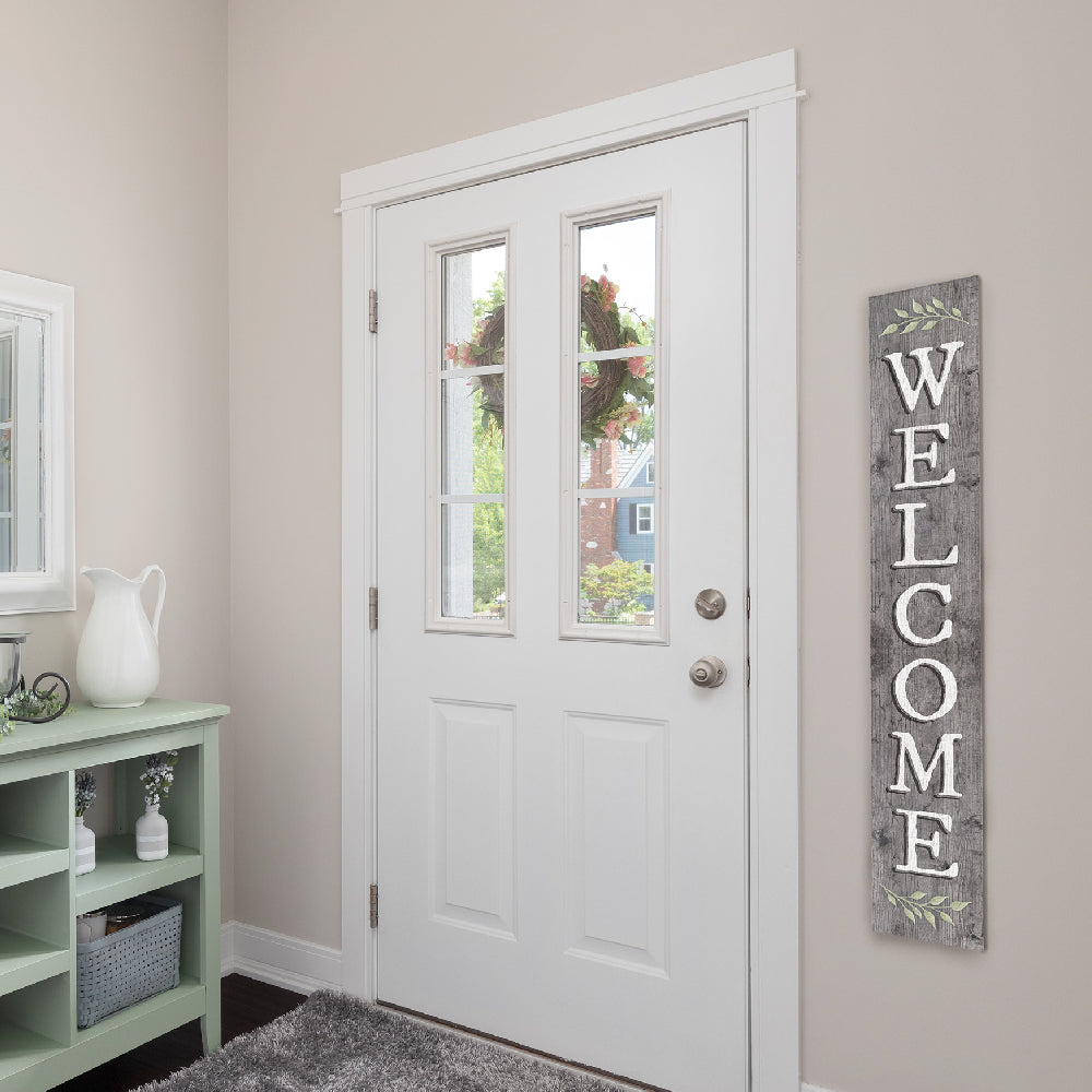 Welcome Gray Color Porch Board 8" Wide x 46.5" tall / Made in the USA! / 100% Weatherproof Material