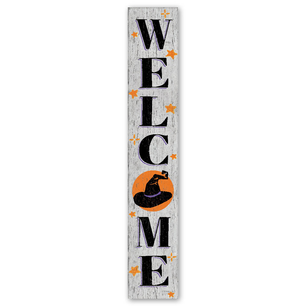Welcome Witch Hat Porch Board 8" Wide x 46.5" tall / Made in the USA! / 100% Weatherproof Material