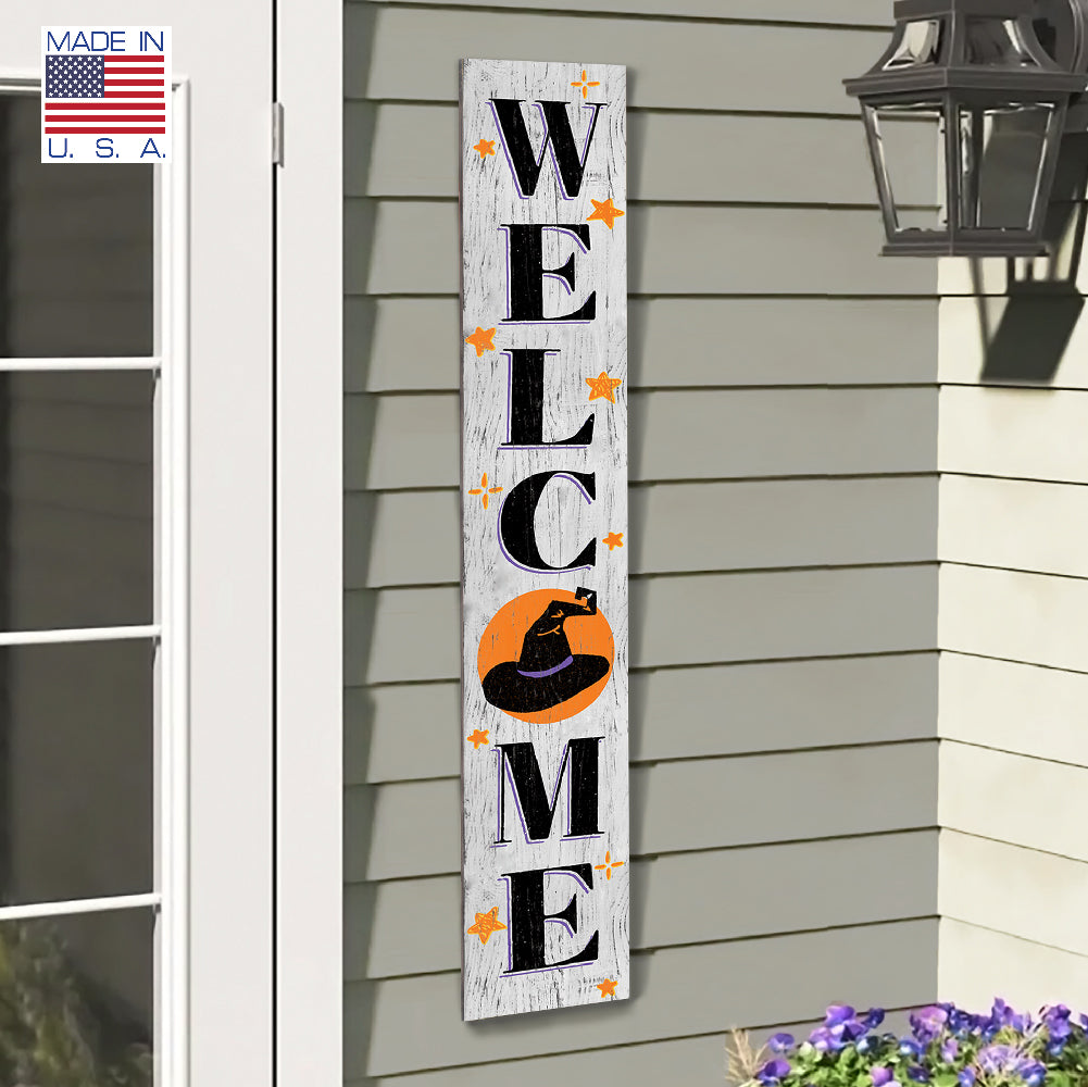 Welcome Witch Hat Porch Board 8" Wide x 46.5" tall / Made in the USA! / 100% Weatherproof Material