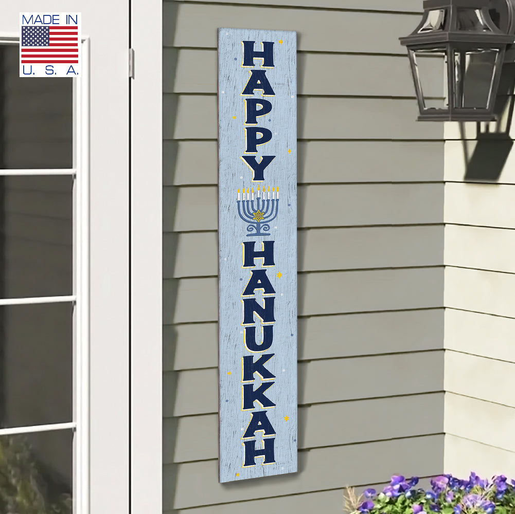 Happy Hanukkah Porch Boards 8" Wide x 46.5" tall / Made in the USA! / 100% Weatherproof Material