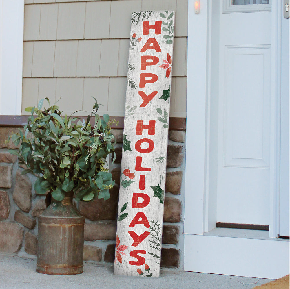 Happy Holidays Porch Boards 8" Wide x 46.5" tall / Made in the USA! / 100% Weatherproof Material