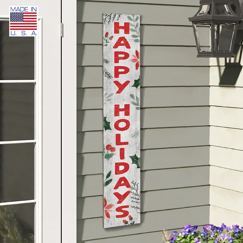 Happy Holidays Porch Boards 8" Wide x 46.5" tall / Made in the USA! / 100% Weatherproof Material