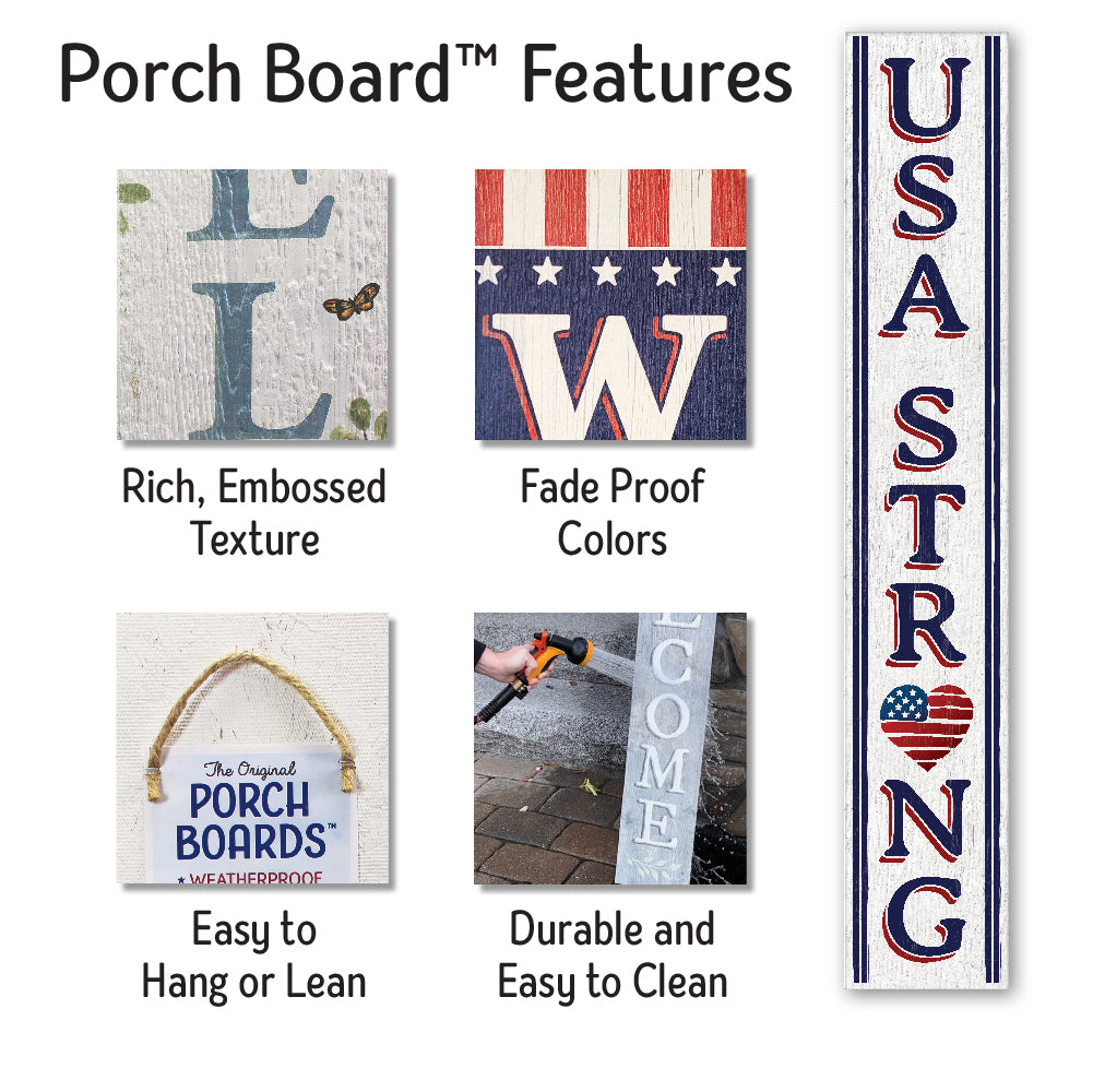 Usa Strong Porch Board 8" Wide x 46.5" tall / Made in the USA! / 100% Weatherproof Material