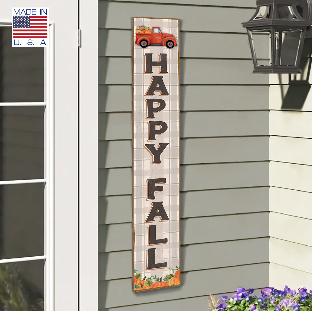 Happy Fall Porch Boards 8" Wide x 46.5" tall / Made in the USA! / 100% Weatherproof Material