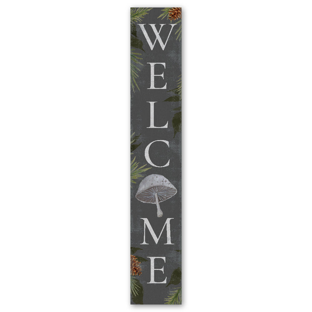 Welcome (Gray Mushroom) Porch Board 8" Wide x 46.5" tall / Made in the USA! / 100% Weatherproof Material