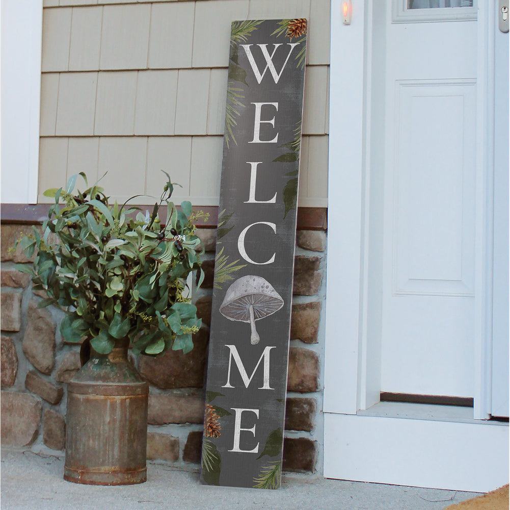 Welcome (Gray Mushroom) Porch Board 8" Wide x 46.5" tall / Made in the USA! / 100% Weatherproof Material