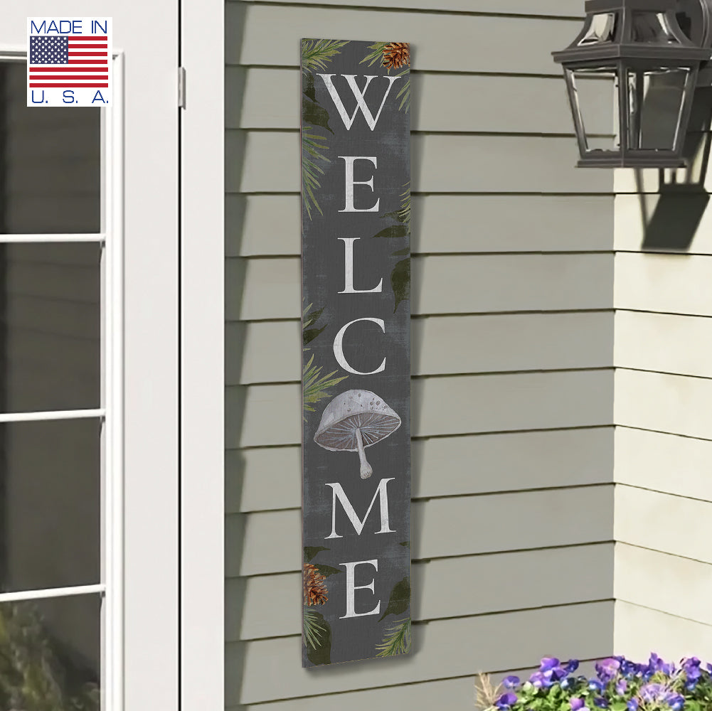 Welcome (Gray Mushroom) Porch Board 8" Wide x 46.5" tall / Made in the USA! / 100% Weatherproof Material