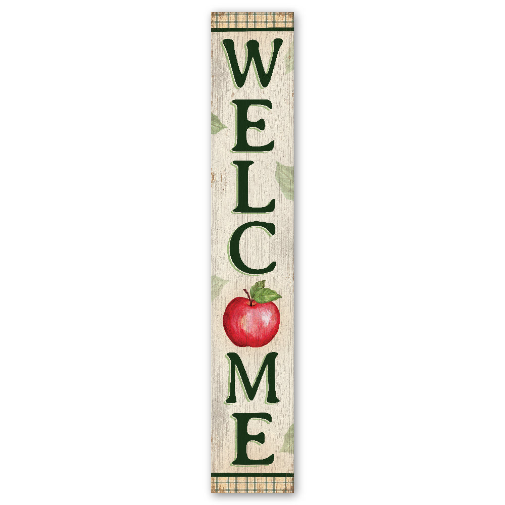 Welcome Apple Porch Board 8" Wide x 46.5" tall / Made in the USA! / 100% Weatherproof Material
