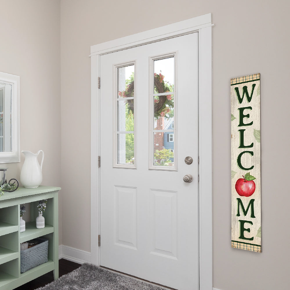 Welcome Apple Porch Board 8" Wide x 46.5" tall / Made in the USA! / 100% Weatherproof Material