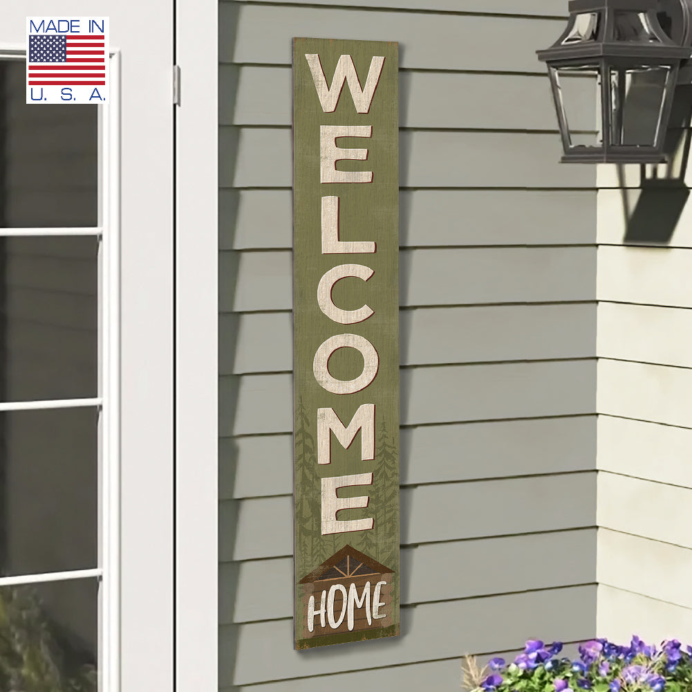 Welcome Home Log Home Porch Board 8" Wide x 46.5" tall / Made in the USA! / 100% Weatherproof Material