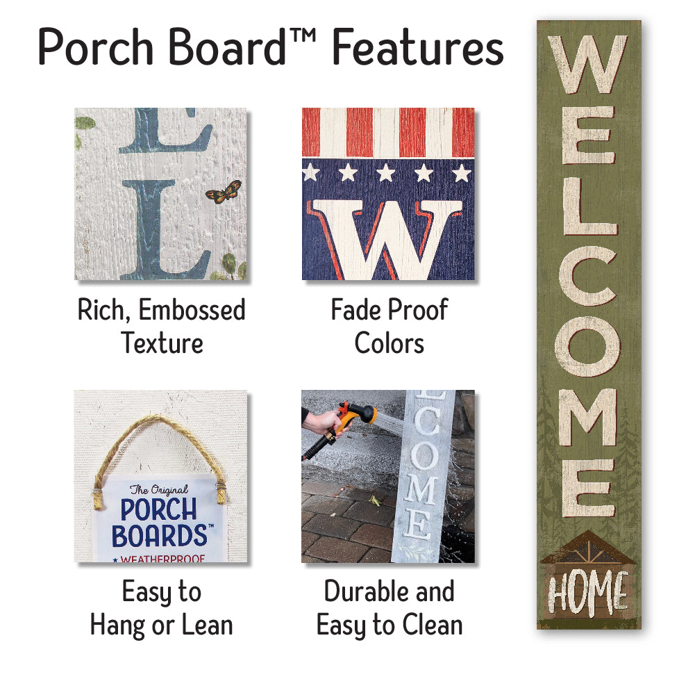 Welcome Home Log Home Porch Board 8" Wide x 46.5" tall / Made in the USA! / 100% Weatherproof Material