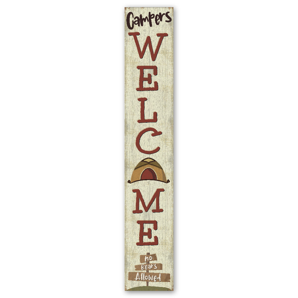 Campers Welcome Porch Board 8" Wide x 46.5" tall / Made in the USA! / 100% Weatherproof Material