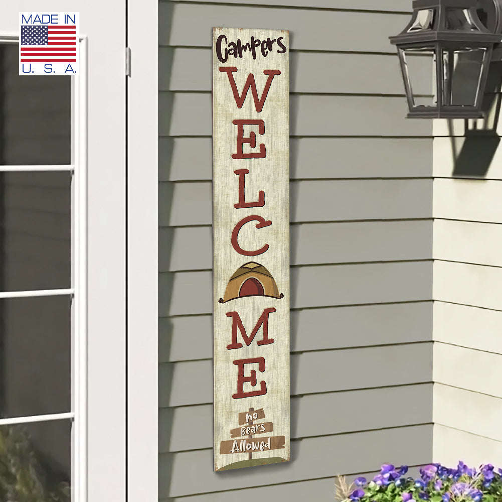 Campers Welcome Porch Board 8" Wide x 46.5" tall / Made in the USA! / 100% Weatherproof Material