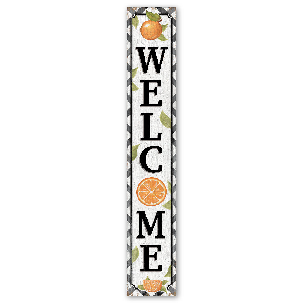 Welcome Orange Porch Board 8" Wide x 46.5" tall / Made in the USA! / 100% Weatherproof Material