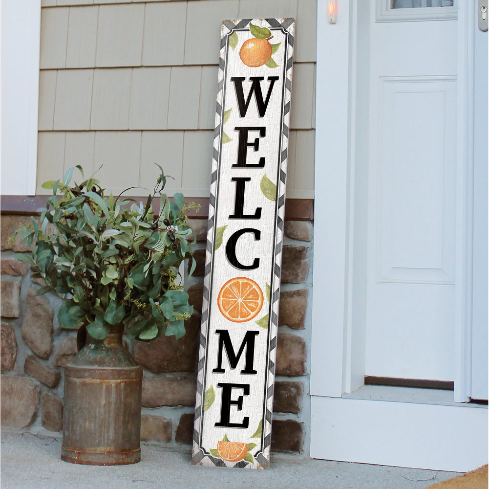 Welcome Orange Porch Board 8" Wide x 46.5" tall / Made in the USA! / 100% Weatherproof Material