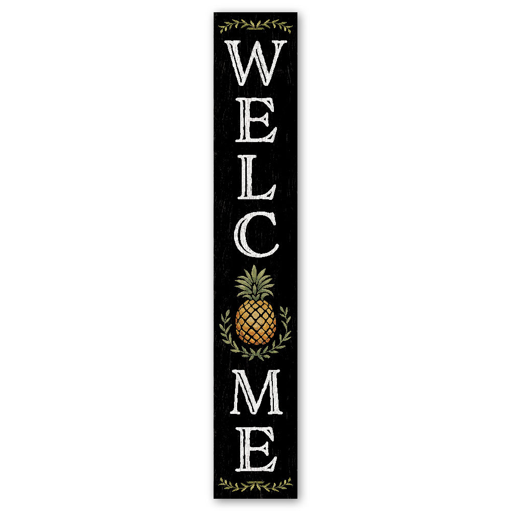 Welcome Black Pineapple Porch Board 8" Wide x 46.5" tall / Made in the USA! / 100% Weatherproof Material