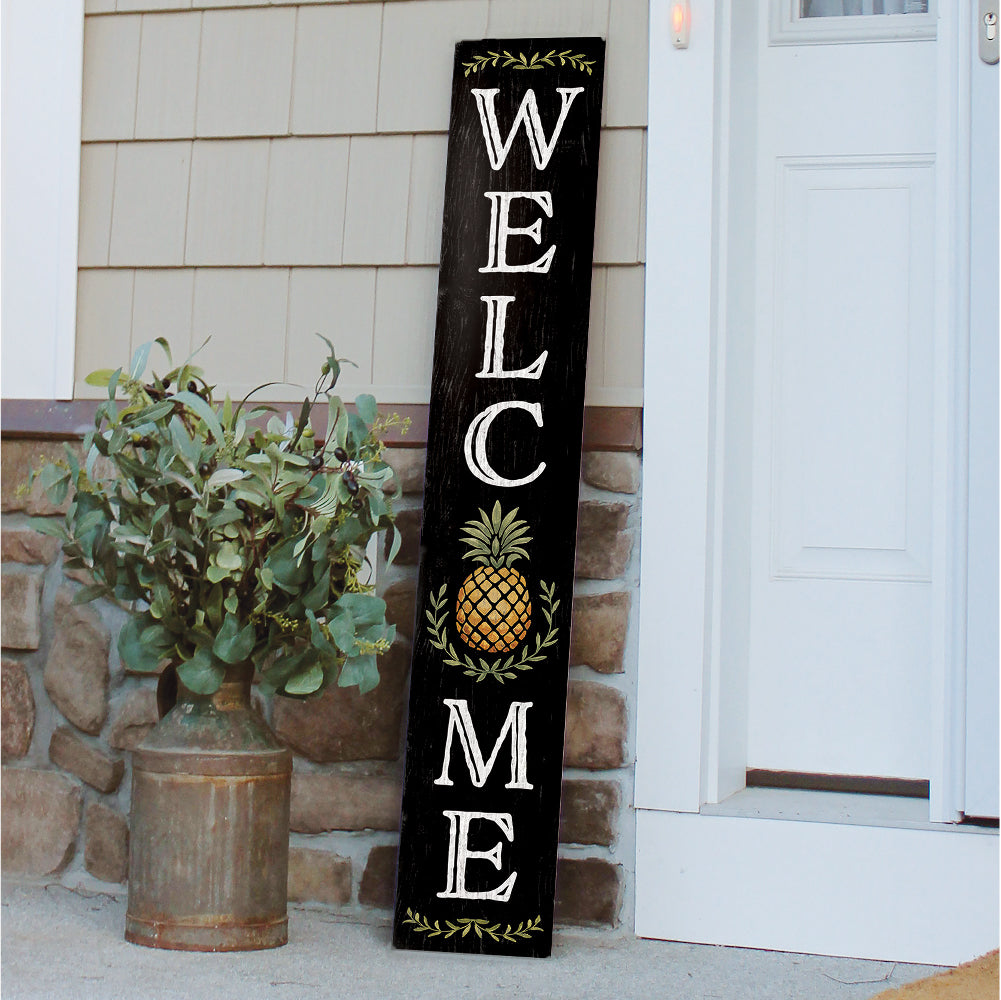 Welcome Black Pineapple Porch Board 8" Wide x 46.5" tall / Made in the USA! / 100% Weatherproof Material