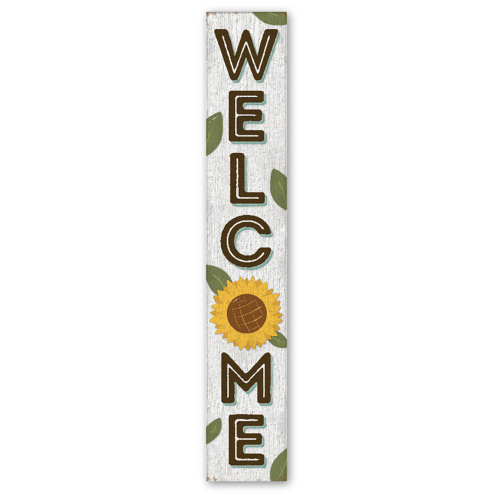 Welcome White Sunflower Porch Board 8" Wide x 46.5" tall / Made in the USA! / 100% Weatherproof Material