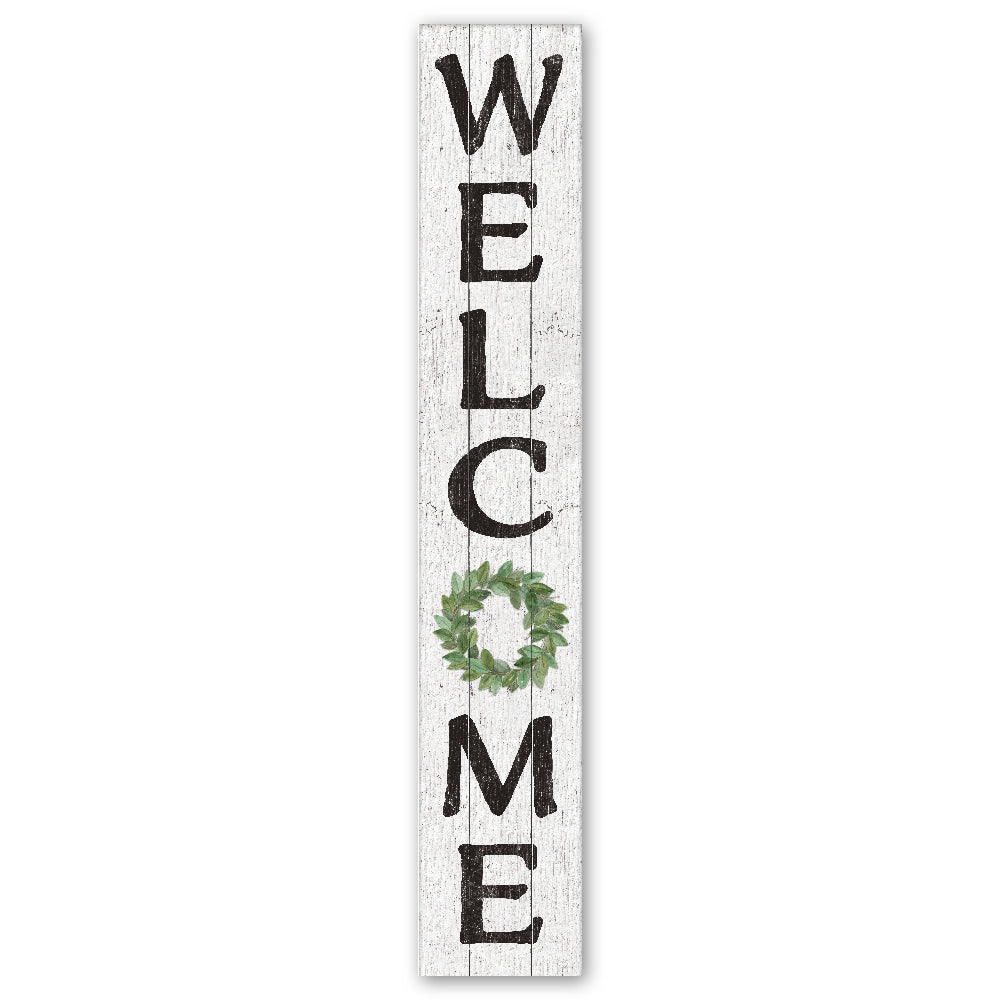 Welcome Green Wreath Porch Board 8" Wide x 46.5" tall / Made in the USA! / 100% Weatherproof Material